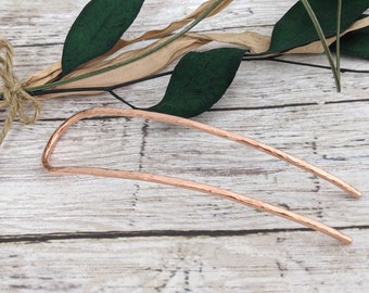 Copper Hair Fork - Simple Hammered Wire Hair Pin - Gift for Her