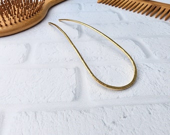 Wide Brass Hair Fork - Large Gold Tone Wire Hair Pin
