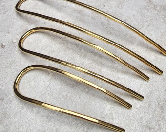 Thick Brass Hair Fork - Gold Tone Hair Pin