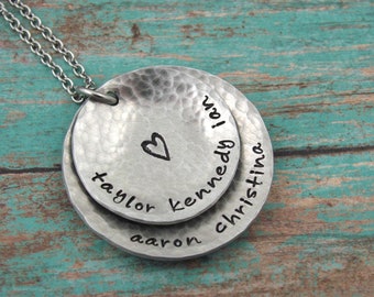 Personalized Necklace - Mom Jewelry - Custom Name Necklace - Hand Stamped - Grandma Necklace