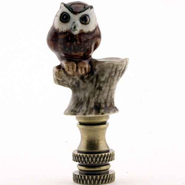 LAMP FINIAL ceramic Owl on Branch