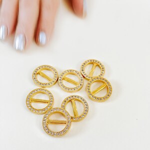 Boucle strass ronde, curseur cristal pour ruban, lot de 10 décorations brillantes, accessoire doré DIY pour faire-part et créations