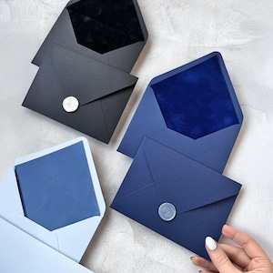 Enveloppes doublées de velours, enveloppes 5 x 7, faites main, ensemble d'enveloppes de luxe, enveloppes intérieures personnalisées, enveloppes d'invitation élégantes