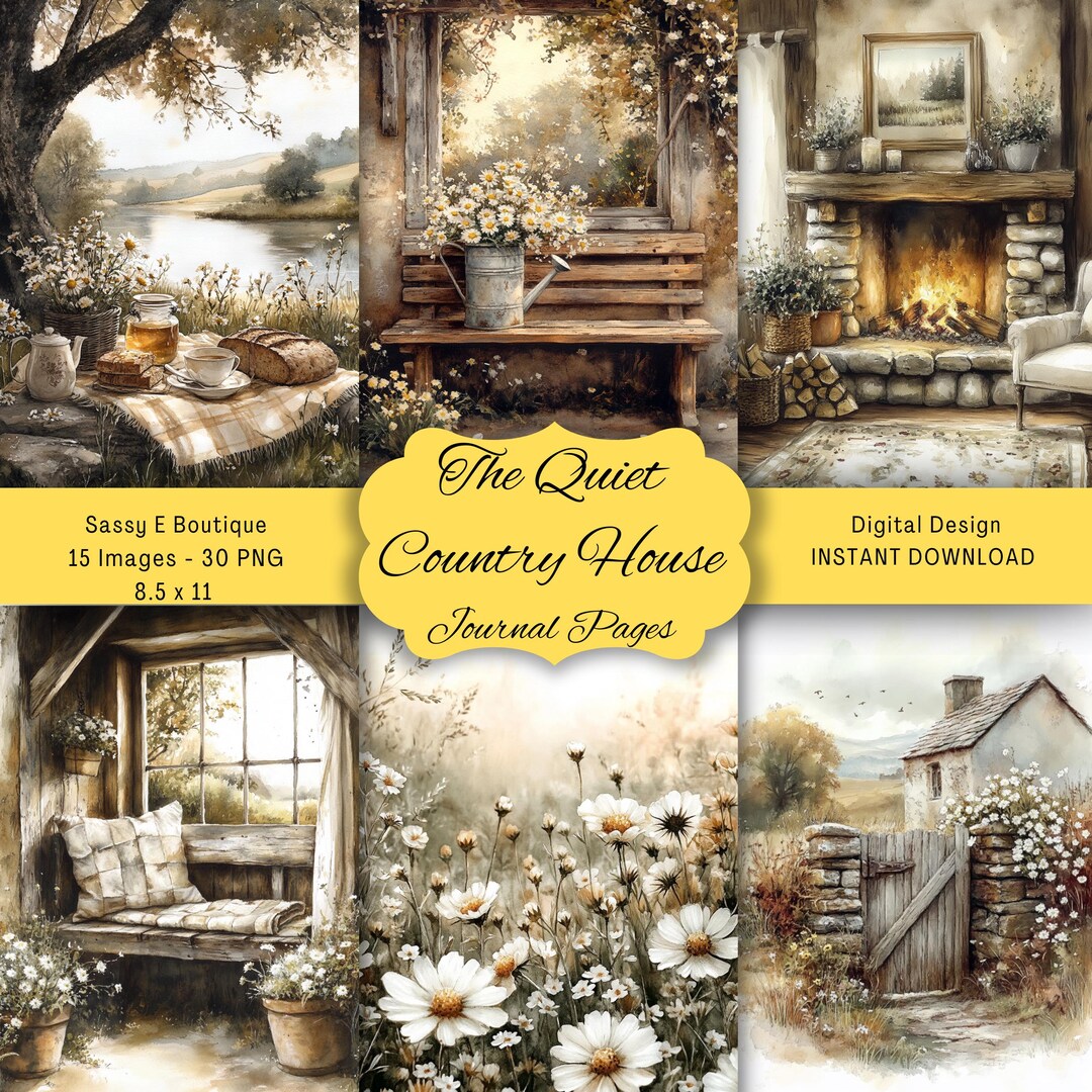 The Quiet Country House: 15 Images, 30 PNG, 8.5x11, Journal Pages - Etsy