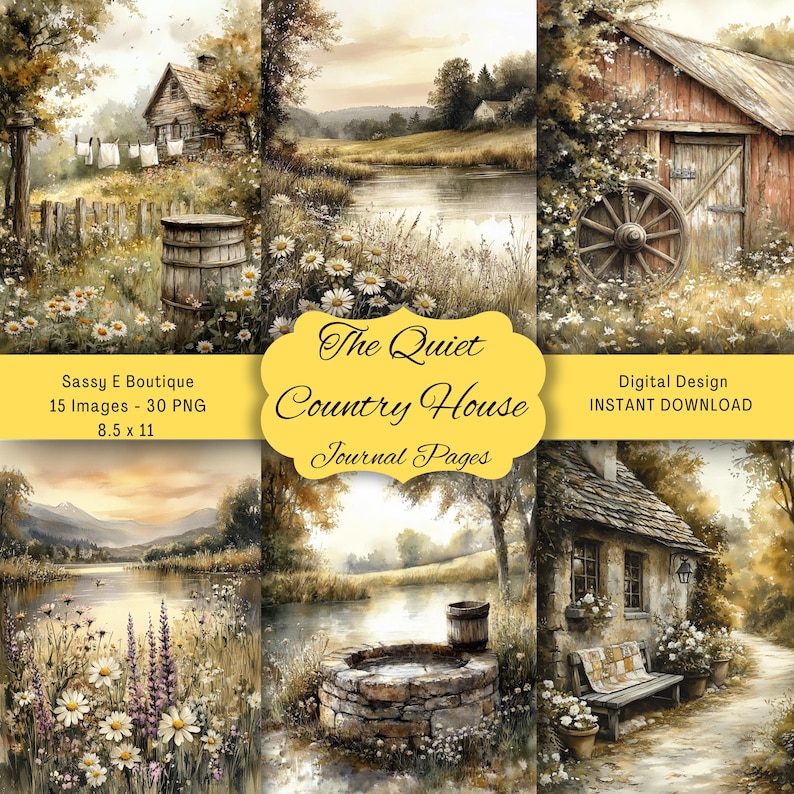 The Quiet Country House: 15 Images, 30 PNG, 8.5x11, Journal Pages - Etsy