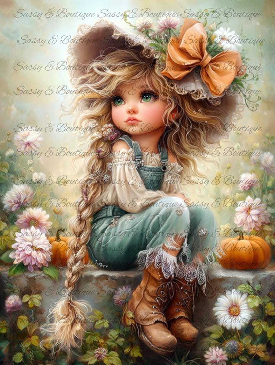 Autumn Girl Vol 1: 5 PNG, Junk Journal, Fussy Cuts, Collage, Card