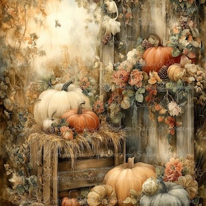 Autumn Harvest:  5 PNG, Junk Journal, Fussy Cuts, Collage, Card Making, Decoupage, Ephmera, Digital Download