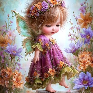 Pixie púrpura: 5 PNG, Diario basura, Recortes delicados, Collage, Creación de tarjetas, Decoupage, Efímeras, Descarga digital