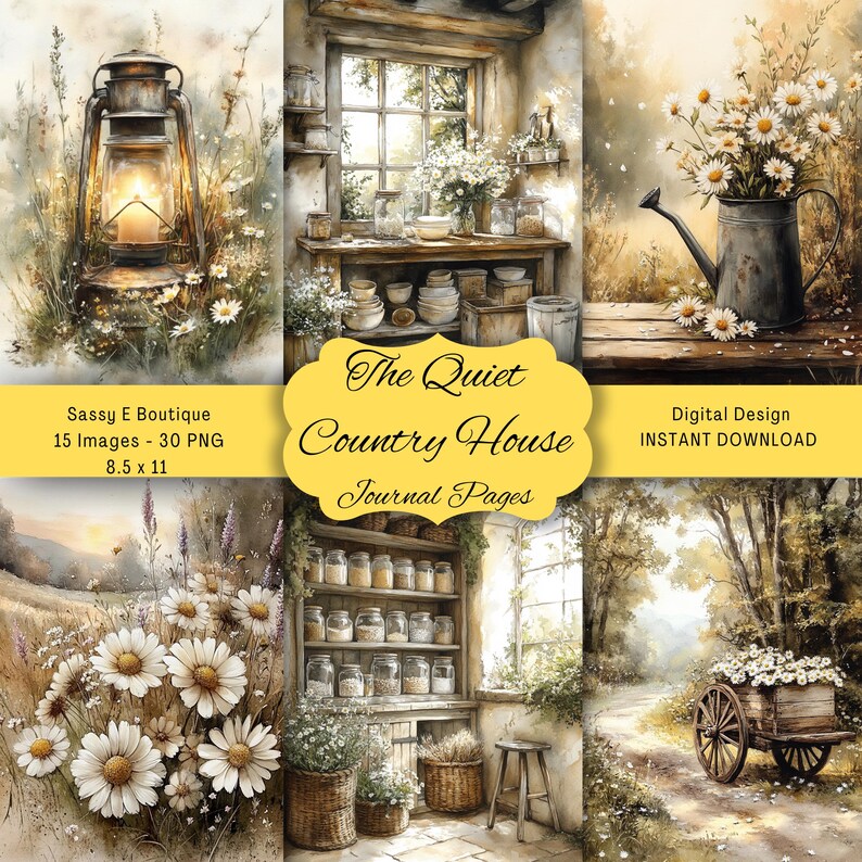 The Quiet Country House: 15 Images, 30 PNG, 8.5x11, Journal Pages - Etsy
