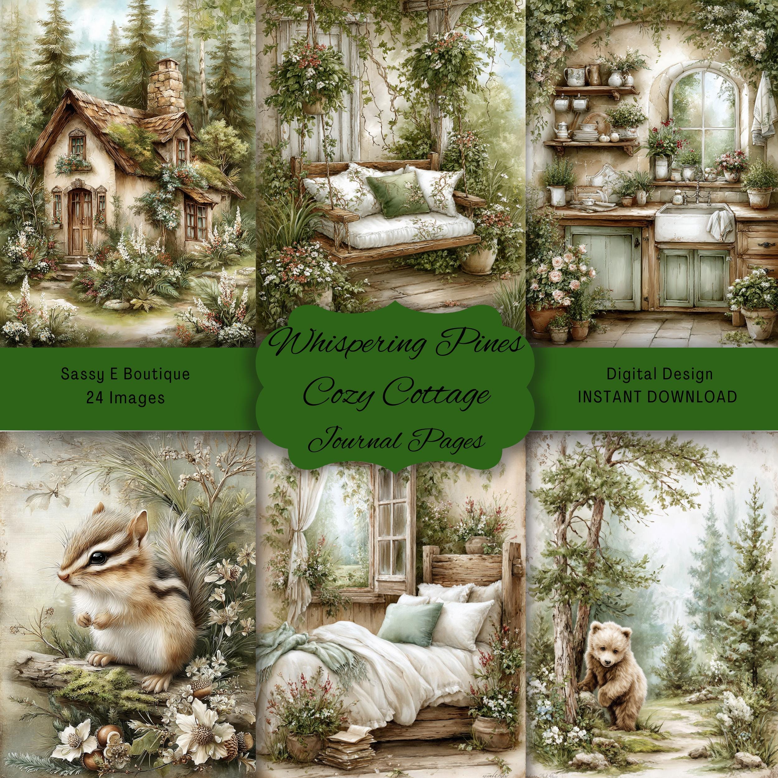 Whispering Pine Cozy Cottage: 24 PNG, Journal Pages, Scrapbook Paper - Etsy