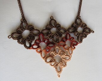 Kindness Necklace hand-tatted in brown ombre