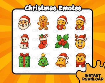 12x Christmas Icon Emotes Funny Twitch Emote Meme Discord Sticker Youtube Kick Emoji