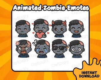 8x Animated Zombie Icon Emotes Funny Twitch Emote Meme Discord Sticker Youtube Kick Emoji