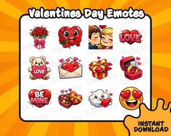 26x Valentines Day Icon Emotes Funny Twitch Emote Meme Discord Sticker Youtube Kick Emoji