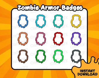 14x Zombie Armor Badges Icon Emotes Funny Twitch Emote Meme Discord Sticker Youtube Kick Emoji