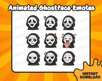 9x Animated Ghostface Icon Emotes Funny Twitch Emote Meme Discord Sticker Youtube Kick Emoji