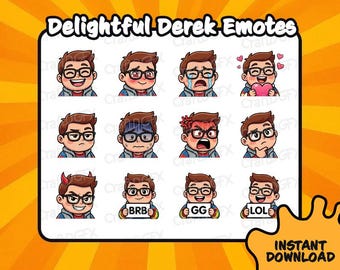 12x Delightful Derek Icon Emotes Funny Twitch Emote Meme Discord Sticker Youtube Kick Emoji