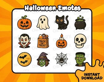 12x Halloween Icon Emotes Funny Twitch Emote Meme Discord Sticker Youtube Kick Emoji