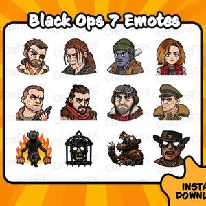 12x Black Ops 7 Zombie Emotes Funny Twitch Emote Meme Discord Sticker Youtube Kick Emoji