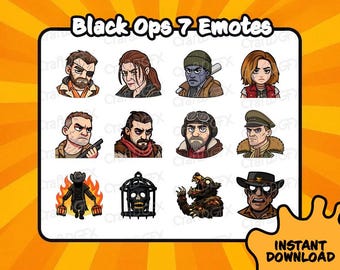12x Black Ops 7 Zombie Emotes Funny Twitch Emote Meme Discord Sticker Youtube Kick Emoji