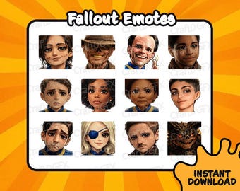 16x Fallout Emotes Funny Twitch Emote Meme Discord Sticker Youtube Kick Emoji