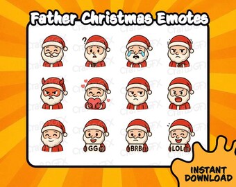 12x Father Christmas Icon Emotes Funny Twitch Emote Meme Discord Sticker Youtube Kick Emoji