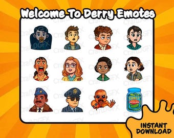17x IT Welcome To Derry Stephen King Emotes Funny Twitch Emote Meme Discord Sticker Youtube Kick Emoji