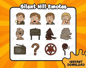 12x Silent Hill Emotes Funny Twitch Emote Meme Discord Sticker Youtube Kick Emoji