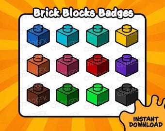 14x Brick Blocks Badges Icon Emotes Funny Twitch Emote Meme Discord Sticker Youtube Kick Emoji