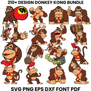 Donkey Kong SVG Bundle, Mario svg Cut Files for Cricut, Donkey Kong PNG, Mario Clipart, DXF Files, Digital Download