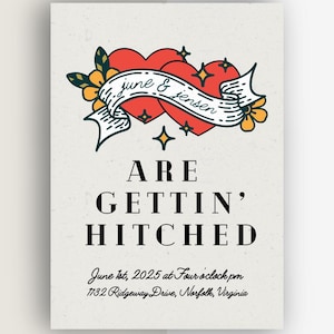 American Traditional Wedding Invite, traditional tattoo style invite