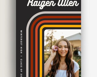 Retro Graduation Announcement, Graduation Party Invitation Template, Vintage Graduation Party Invite, Photo Graduation Invite