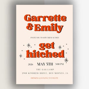 Groove Wedding Invitation Template, Digital Wedding template, Retro Wedding Invitation, Vintage 70s Wedding,  Printable Editable template