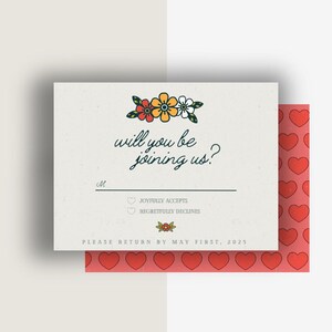 American Traditional Wedding RSVP, traditional tattoo style invite set, RSVP set for wedding, american traditional RSVP card
