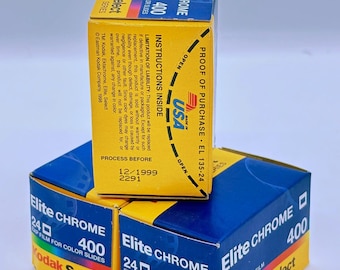 3x Kodak Elite Chrome 400 – 35mm Slide Film, Made in USA (expired