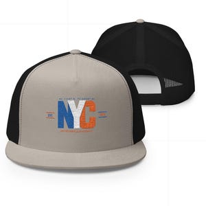 NYC Snapback Hat, New York City Embroidered Cap, Urban Streetwear, Unisex Flat Bill Hat, New York Yankees Cap with NYC Flag Colors, NYC Gift