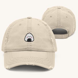 Embroidered Onigiri Hat – Cute Japanese Rice Ball Dad Cap | Kawaii Foodie Gift | Unisex Adjustable Hat | Sushi Lover Baseball Cap
