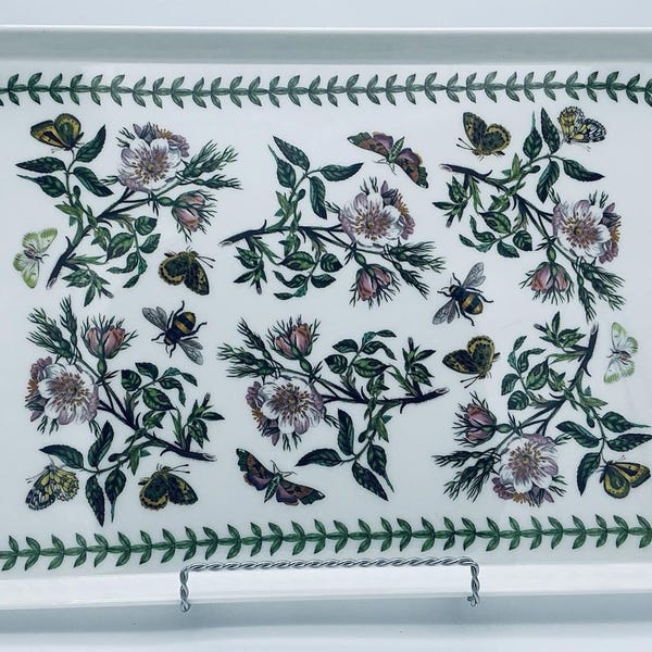 Portmeirion Botanic Garden Melamine Tray 17.5" x 11.75" Dog Rose