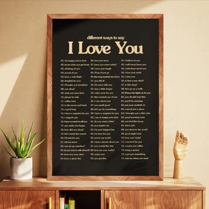 75 maneras de decir "Te amo", impresión digital romántica para pared, póster de amor, frases bonitas sobre relaciones, regalo para pareja, póster de carta de amor