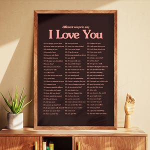 75 maneras de decir "Te amo", impresión digital romántica para pared, póster de amor, frases bonitas sobre relaciones, regalo para pareja, póster de carta de amor