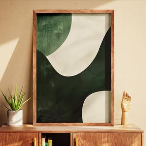 Modern Abstract Wall Art, Minimalist Green Poster, Neutral Printable Art, Mid Century Modern Decor, Contemporary Digital Download
