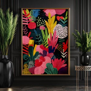 Abstract Botanical Wall Art,  Colorful Tropical Floral Print, Maximalist Plant Illustration, Modern Vibrant Nature Poster, Boho wall art