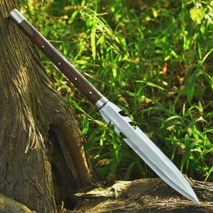 Handmade Carbon steel Hunting-Spear-Full Tang leaf spring Sword With Leather Sheath ,Christmas Gift  Gift For  Anniversary