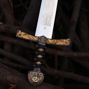 Handmade Sword of King Richard Lion heart, Templar Knights Sacred Holy Longsword Ornate Full Length Steel Sword, Best Gift For Him/Her