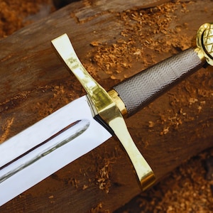 Handmade Excalibur Sword Replica: King Arthur Stainless Steel with Leather Sheath