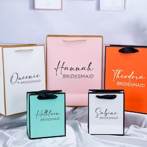 Sacchetti regalo personalizzati per damigelle d'onore color dopamina con nome - Sacchetti regalo per matrimoni - Sacchetti regalo di ringraziamento - Sacchetti regalo di compleanno - Sacchetti regalo eleganti
