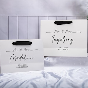 Personalized Mr & Mrs Wedding Day Gift Bag with Name, Wedding Day Gift, Bride and Groom Gift Bags, Gift for Her