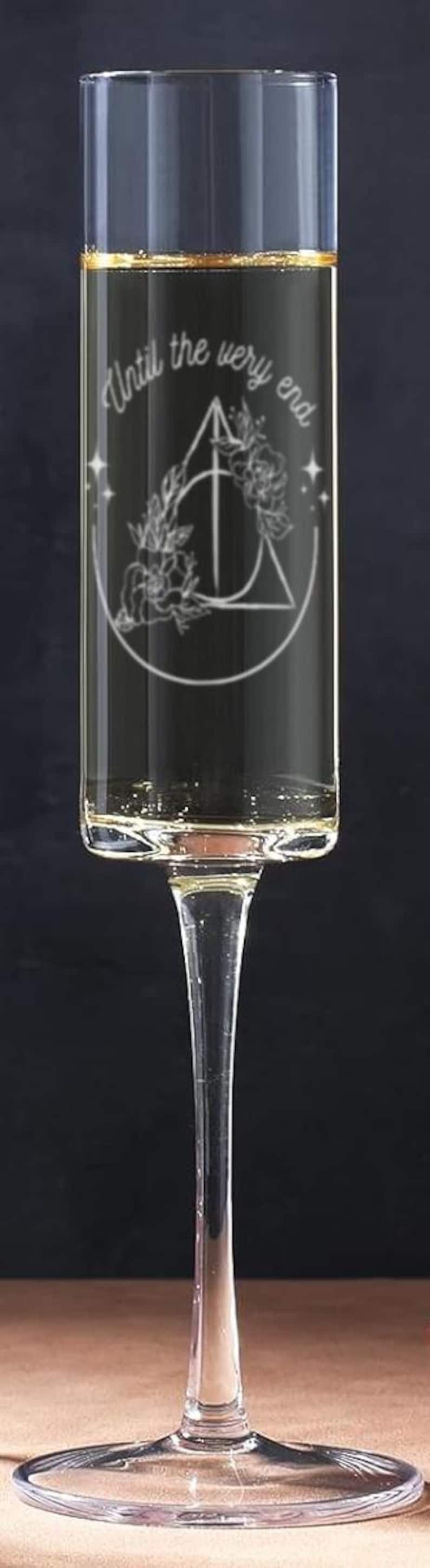 Engraved Harry Potter Champagne Glasses – Couple Gift, Wedding Toast Flutes, Luna, Always, Patronus Heart