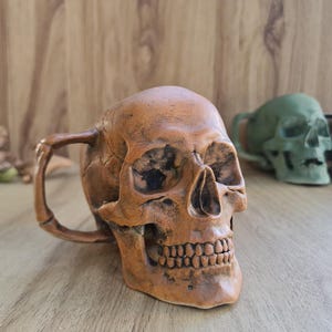 Earth Color Skull Mug-Gothic Skull Ceramic Mug-Handmade Horror Coffee Cup-Horror Art-Unique Halloween Gift- Dark art Pottery