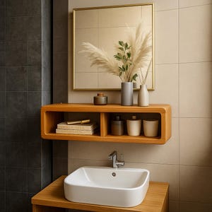 Modern Wooden Wall Shelf  | Floating Rectangular Shelves with Minimalist Desing | Display for Home Decor